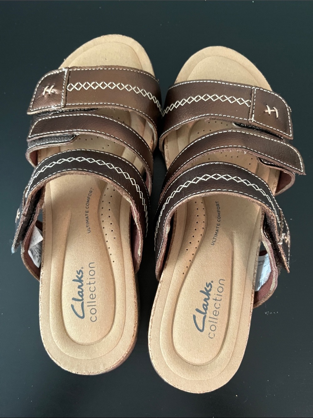 Clarks Brown Triple-Strap Women's Comfort Sandals